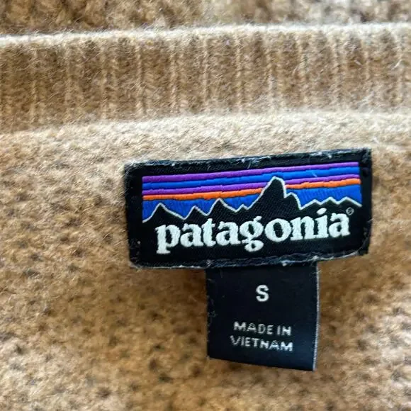Patagonia Recycled Cashmere Wool Sweater Womens Small Brown Tan Knit Crew L/S - Picture 11 of 13